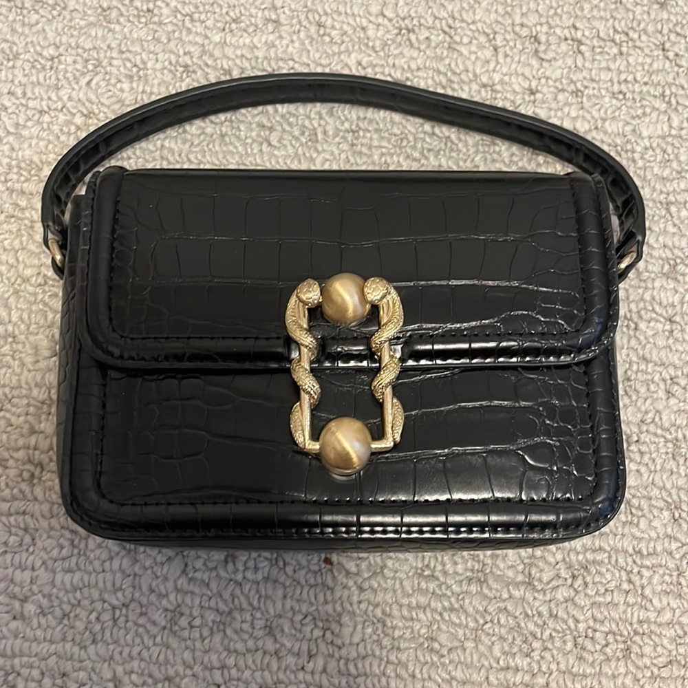 Zara faux croc purse with gold hardware